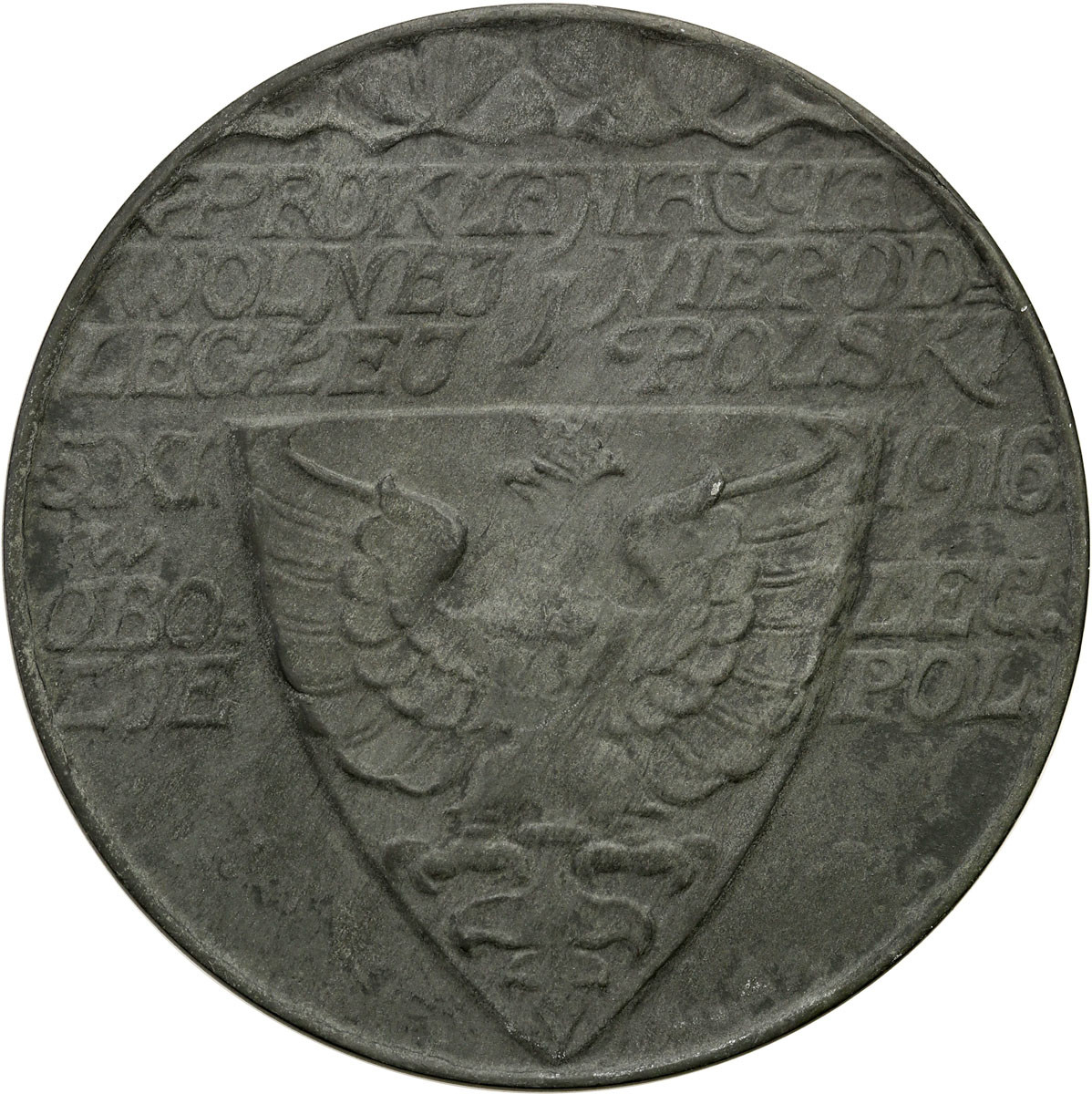 Polska pod zaborami. Medal 1916, Wiedeń - Ogłoszenie Niepodległości Polski Wiedeń, cynk